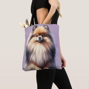 BEAUTIFUL SMALL RED POMERANIAN PUPPY DOG TOTE BAG