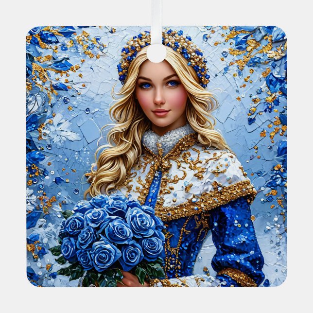 Beautiful Snow Maiden Metal Tree Decoration (Front)