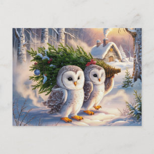 Beautiful Snow Owl Christmas Postcard
