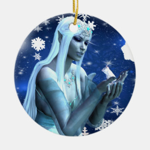 Beautiful Snow Queen Ceramic Ornament