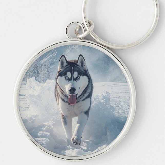 Beautiful Snow Wolf Key Ring (Front)