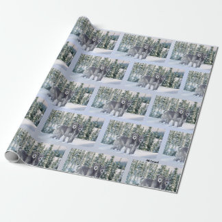 Beautiful Snowy Irish Wolfhound Scene  Wrapping Paper
