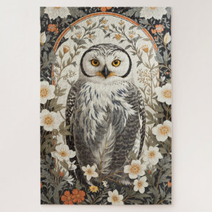 Beautiful Snowy Owl William Morris Inspired Jigsaw Puzzle