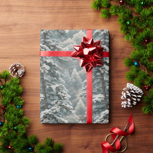 Beautiful Snowy Scotch Pine Wrapping Paper (Holiday Gift)