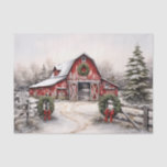Beautiful Snowy Winter Rustic Red Barn Christmas Tissue Paper<br><div class="desc">Beautiful Snowy Winter Rustic Red Barn Christmas Tissue Paper</div>