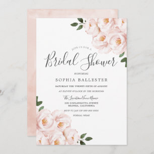 Beautiful Soft Blush Pink Flowers Bridal Shower Invitation
