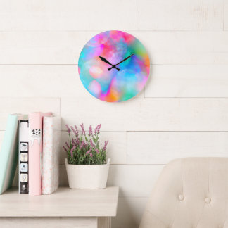 Beautiful Soft Colourful Rainbow   Large Clock