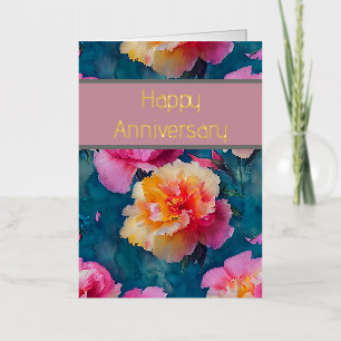 Beautiful Soft Pink Flowers Foil Greeting Card