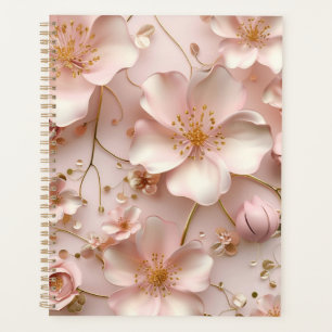 Beautiful Soft Pink Pastel Floral Blooms Planner