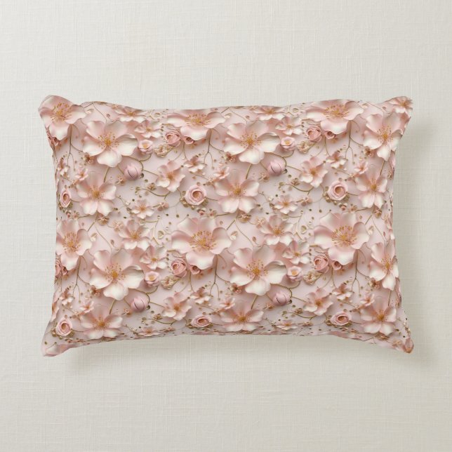 Beautiful Soft Pink Pastel Floral Decorative Cushion (Front)