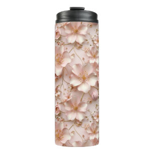 Beautiful Soft Pink Pastel Floral Thermal Tumbler