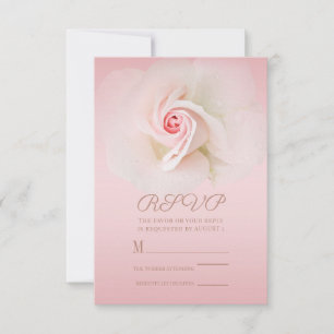 Beautiful Soft Pink Wet Rose Elegant Wedding RSVP
