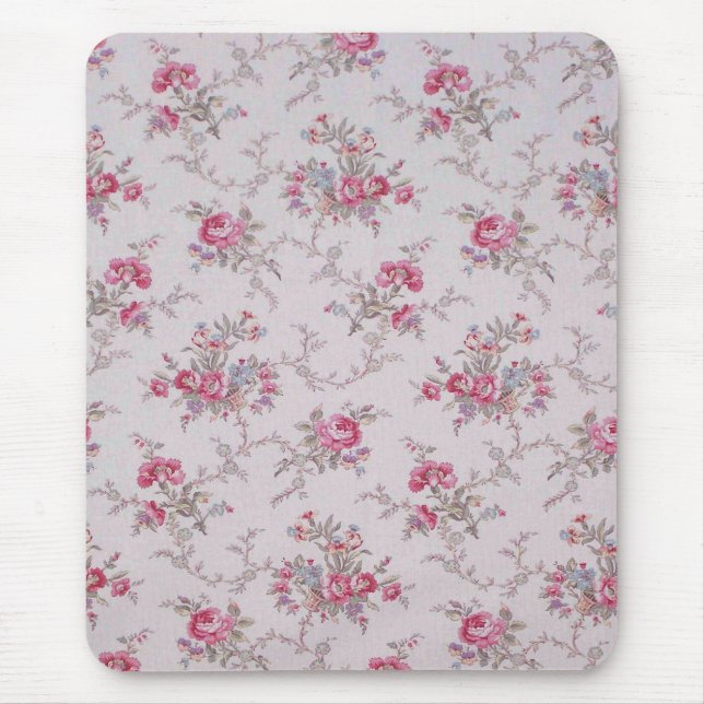 Beautiful soft vintage roses and leaves mouse pad (Front)