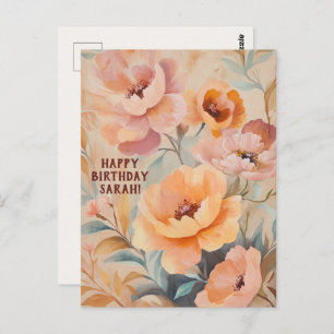 Beautiful Soft Wildflowers Flowers CUSTOM BIRTHDAY Postcard
