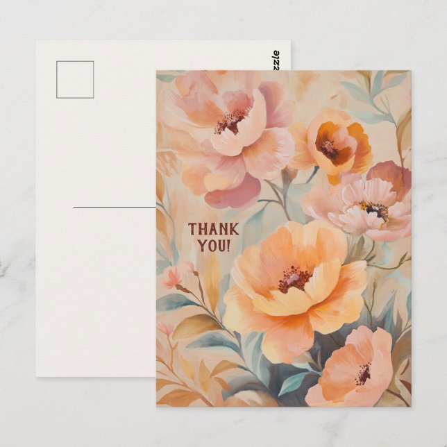 Beautiful Soft Wildflowers Flowers THANK YOU Postcard (Front/Back)