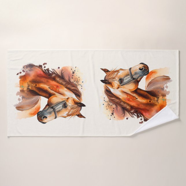 Beautiful Sorrel Horse Portrait Bath Towel Set (Bath Towel)