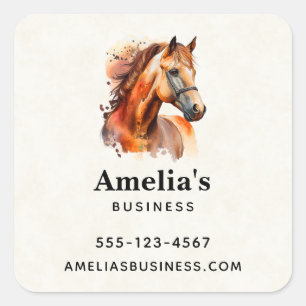 Beautiful Sorrel Horse Portrait Business Square Sticker