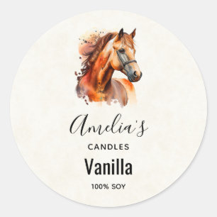 Beautiful Sorrel Horse Portrait - Candle Classic Round Sticker