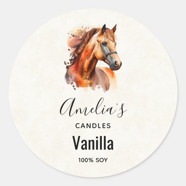 Beautiful Sorrel Horse Portrait - Candle Classic Round Sticker (Front)