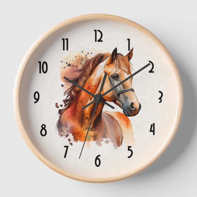 Beautiful Sorrel Horse Portrait Clock (Front)