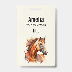 Beautiful Sorrel Horse Portrait ID Badge