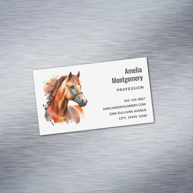 Beautiful Sorrel Horse Portrait Magnetic Business Card (In Situ)