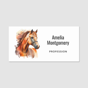 Beautiful Sorrel Horse Portrait Name Tag