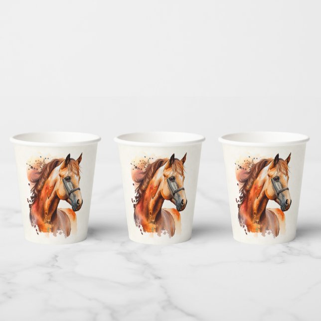 Beautiful Sorrel Horse Portrait Paper Cups (Multi)