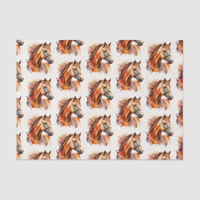 Beautiful Sorrel Horse Portrait Pattern Tissue Paper (Front)