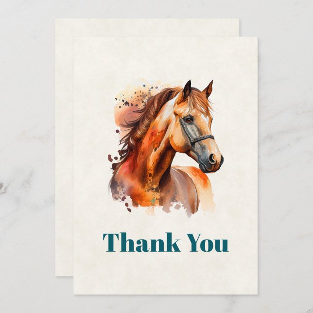 Beautiful Sorrel Horse Portrait Thank You (Front/Back)