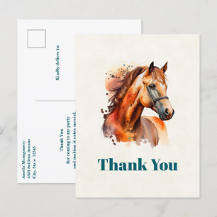 Beautiful Sorrel Horse Portrait Thank You Postcard