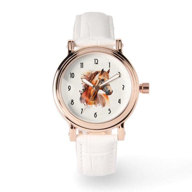Beautiful Sorrel Horse Portrait Watch (Front)
