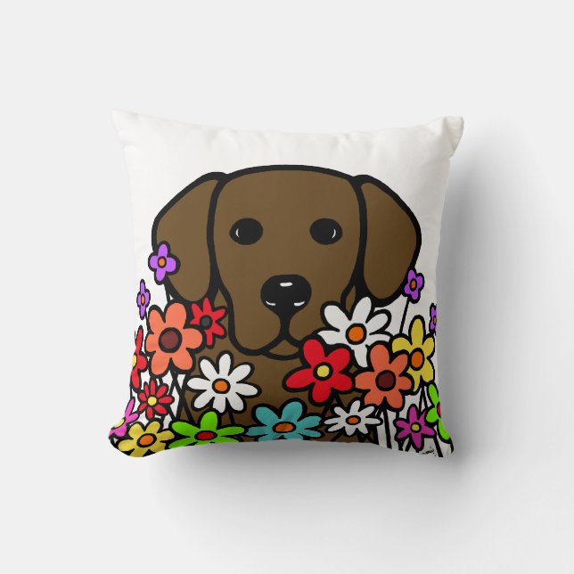 Beautiful Soul Chocolate Labrador Illustration Cushion (Front)