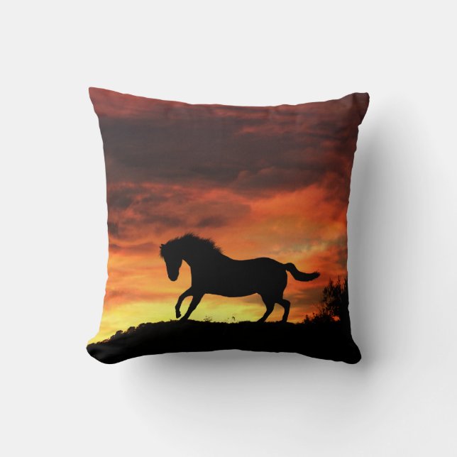 Beautiful Southwestern Colours Horse and Sunset Cushion (Front)