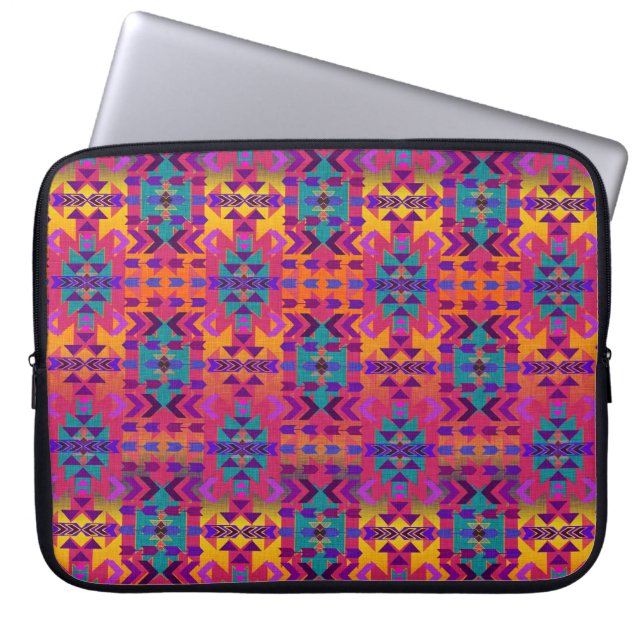 Beautiful Southwestern Style Pattern Pink  Laptop Sleeve (Front)