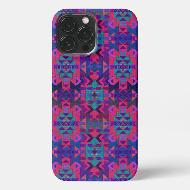 Beautiful Southwestern Style Pink and Purple iPhone Case (Back)