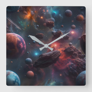 Beautiful Space Poster Square Wall Clock