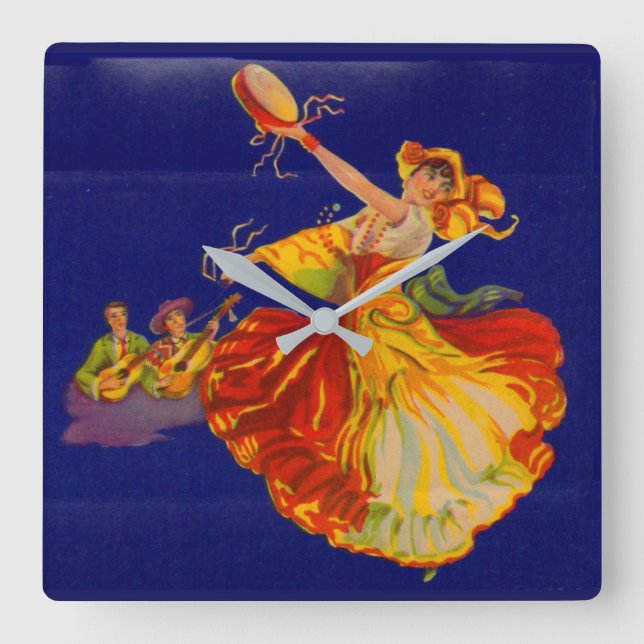 beautiful Spanish dancer Square Wall Clock (Front)