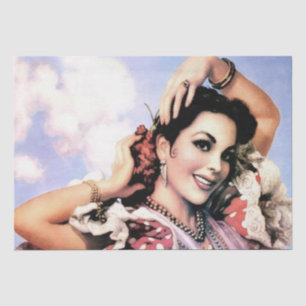 Beautiful Spanish Flamenco Dancer in Red Polka Dot Tissue Paper