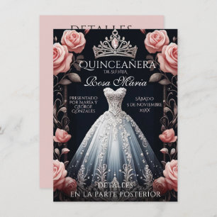 Beautiful Spanish Quinceañera Rose Invitation