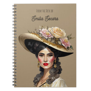 Beautiful Spanish Woman in Vintage Hat Notebook