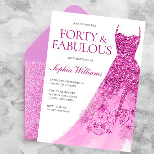 Beautiful Sparkle Dress 40th Birthday Party  Invitation