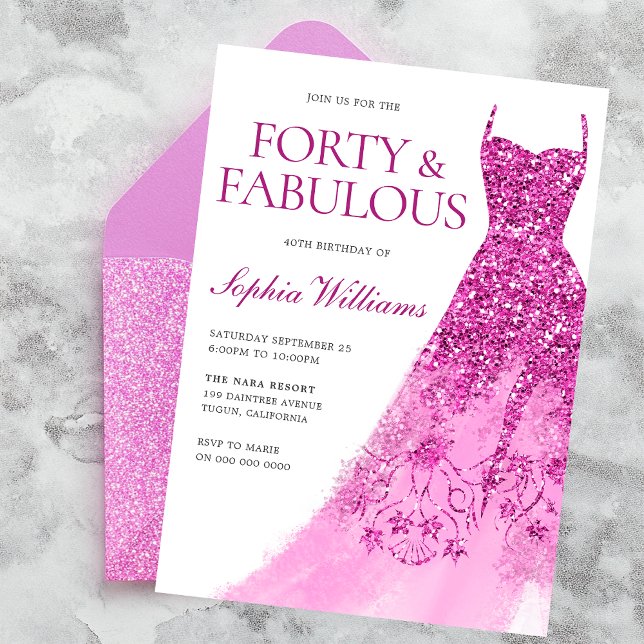 Beautiful Sparkle Dress 40th Birthday Party  Invitation (Creator Uploaded)