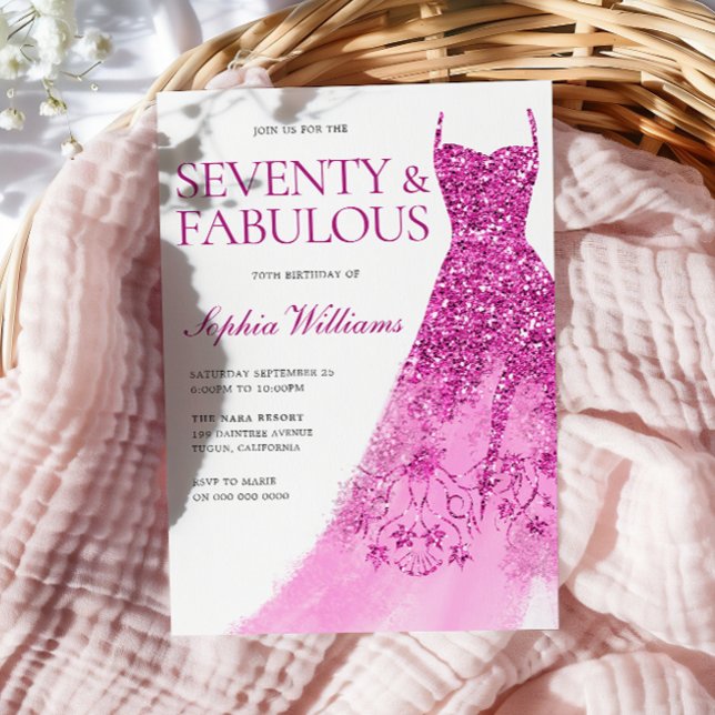 Beautiful Sparkle Dress 70th Birthday Party  Invitation (Creator Uploaded)