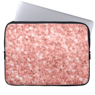 Beautiful Sparkle Rose Gold Faux Glitter Laptop Sleeve