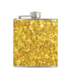 Beautiful Sparkle Yellow Glitter Pattern Hip Flask