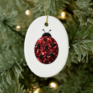 Beautiful Sparkling red sparkles Ladybird Ladybug Ceramic Tree Decoration