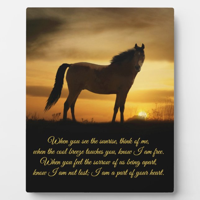 Beautiful Spirit Memorial Poem Horse in Sunset Plaque (Front)