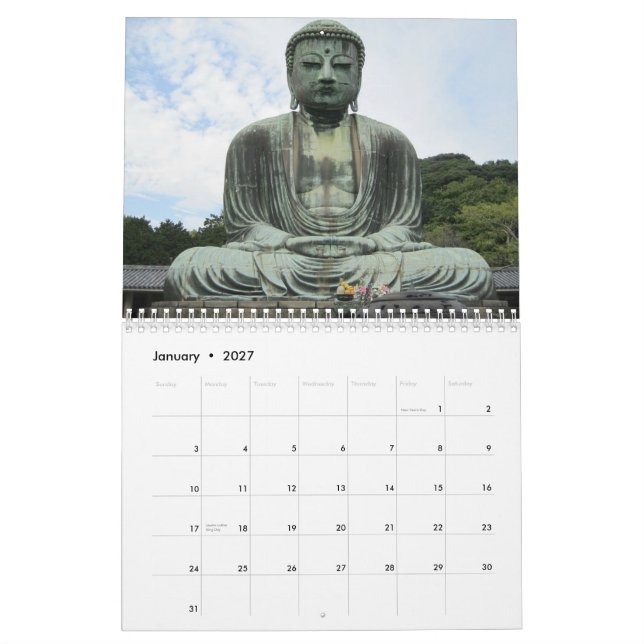 Beautiful Spiritual Buddha Statue 2015 Calendar (Jan 2027)