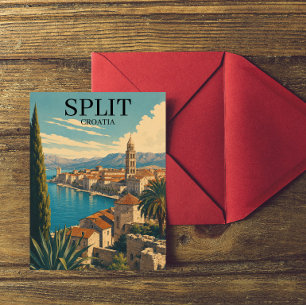 Beautiful Split Croatia Dalmatian Coast Travel Postcard